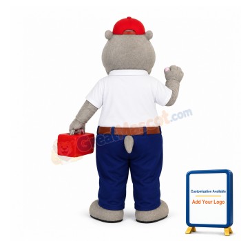 Industrious Hippo Mascot Costume