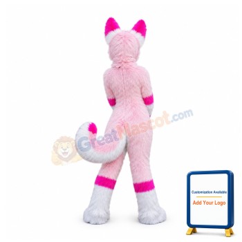 Pink Husky Mascot Costume