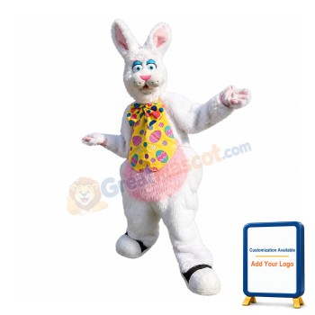 White Furry Rabbit Mascot Costume