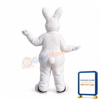 White Furry Rabbit Mascot Costume