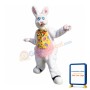 White Furry Rabbit Mascot Costume