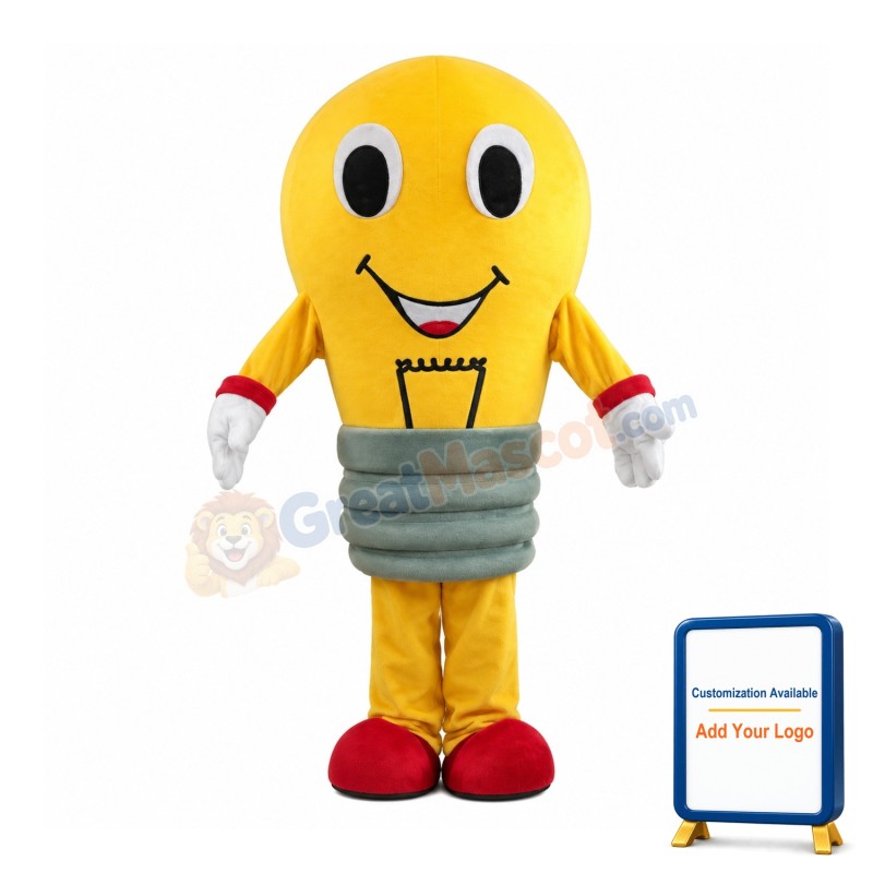 Happy Yellow Bulb Mascot Costume