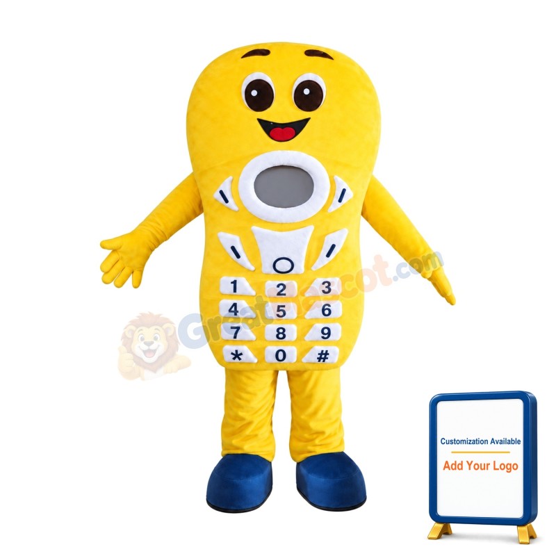 Smiling Yellow Telephone Mascot Costume