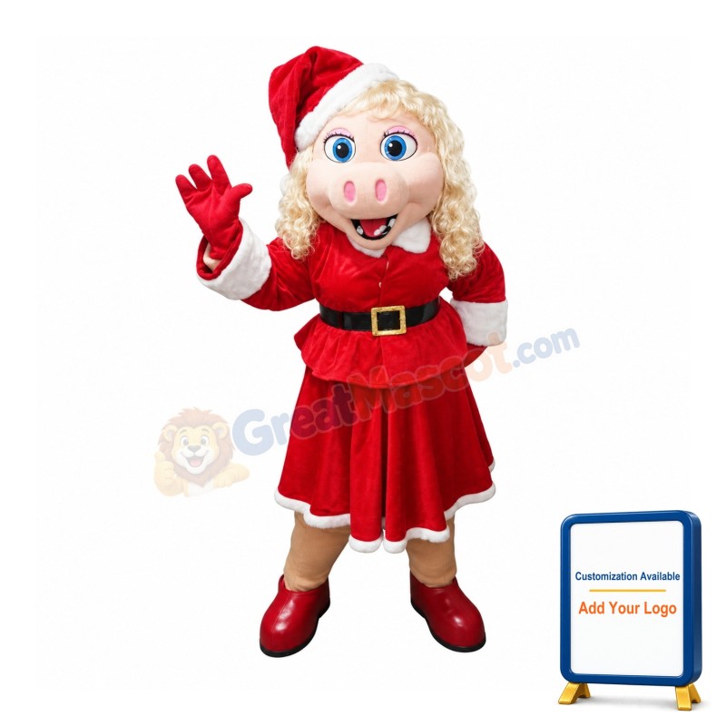 Christmas Miss Piggy Mascot Costume
