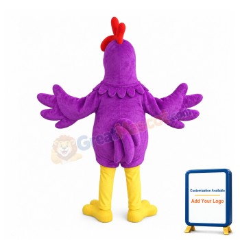 Purple Rooster Mascot Costume