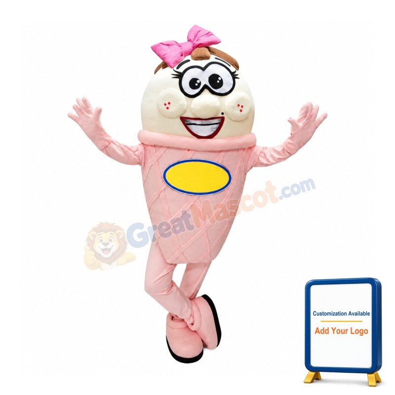 Pink & White Ice Cream Mascot Costume
