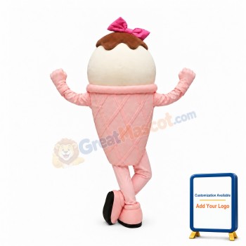 Pink & White Ice Cream Mascot Costume
