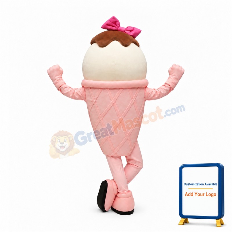 Pink & White Ice Cream Mascot Costume
