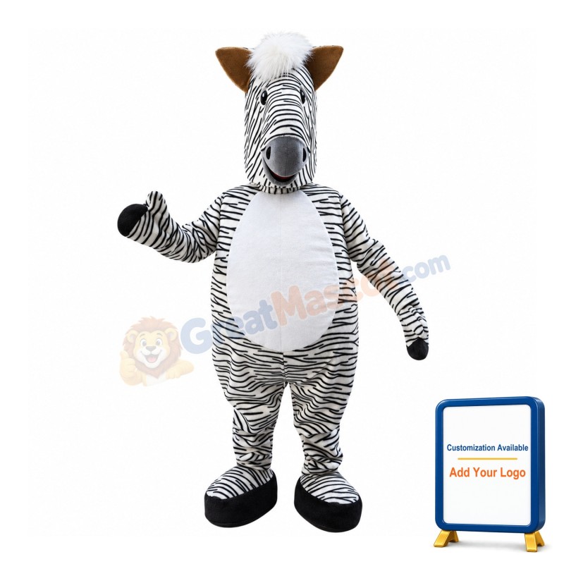 White Zebra Mascot Costume