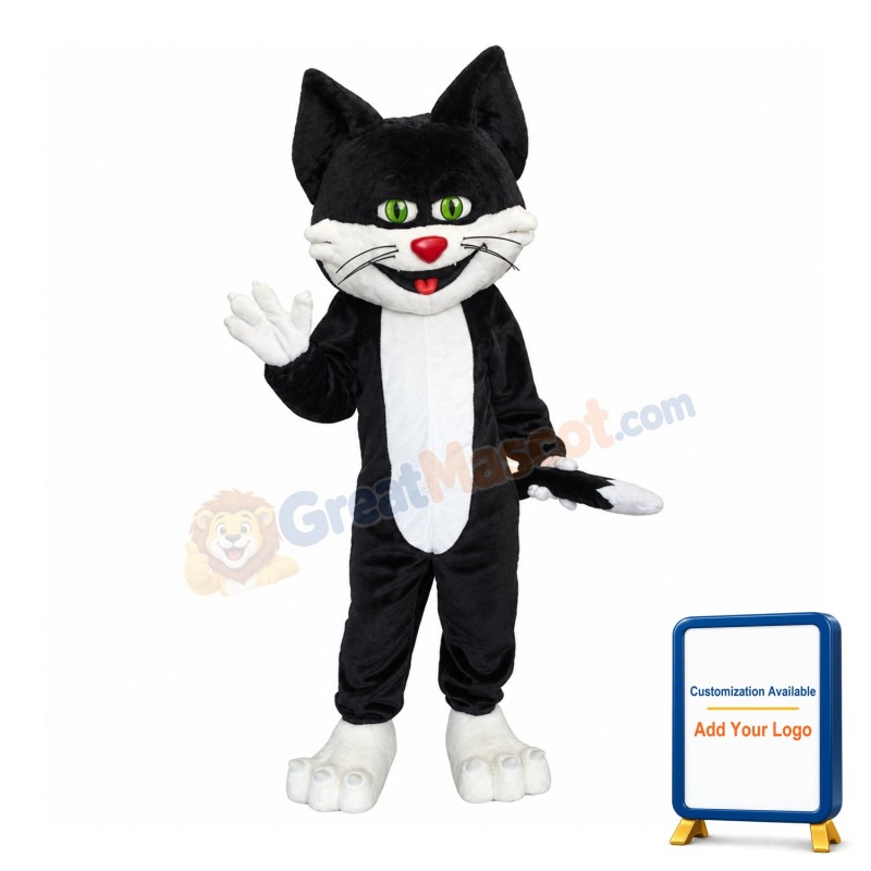 Super Cute Black & White Cat Mascot Costume