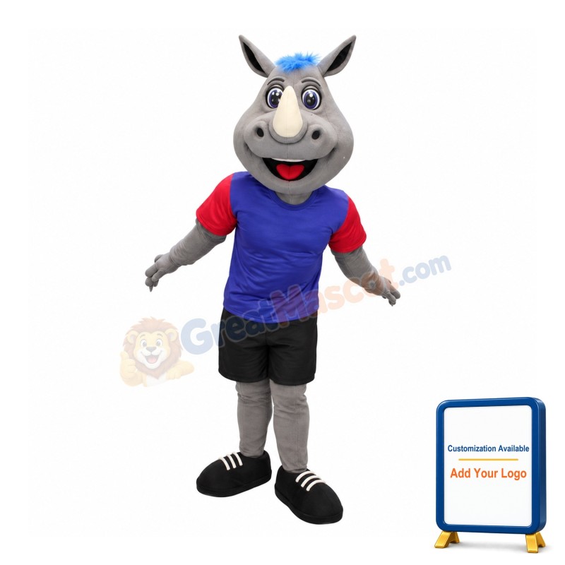 Smiling Rhino Mascot Costume