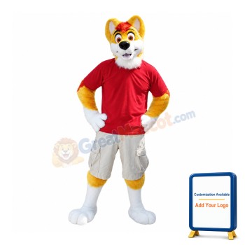Yellow & White Husky Dog Mascot Costume