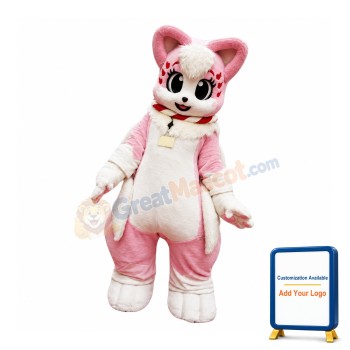 Pink & White Cat Mascot Costume