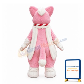 Pink & White Cat Mascot Costume