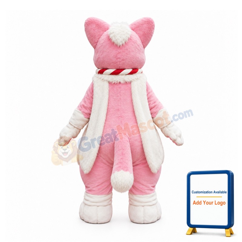 Pink & White Cat Mascot Costume