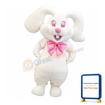 Happy Lightweight White Rabbit Mascot Costume