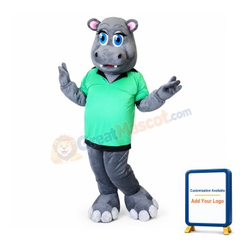 Shy Hippo Mascot Costume
