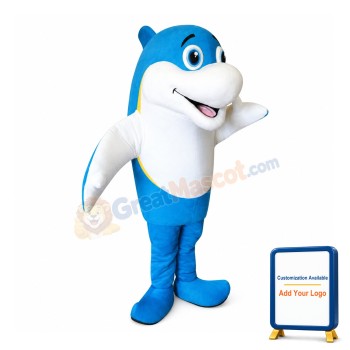 Blue & White Dolphin Mascot Costume