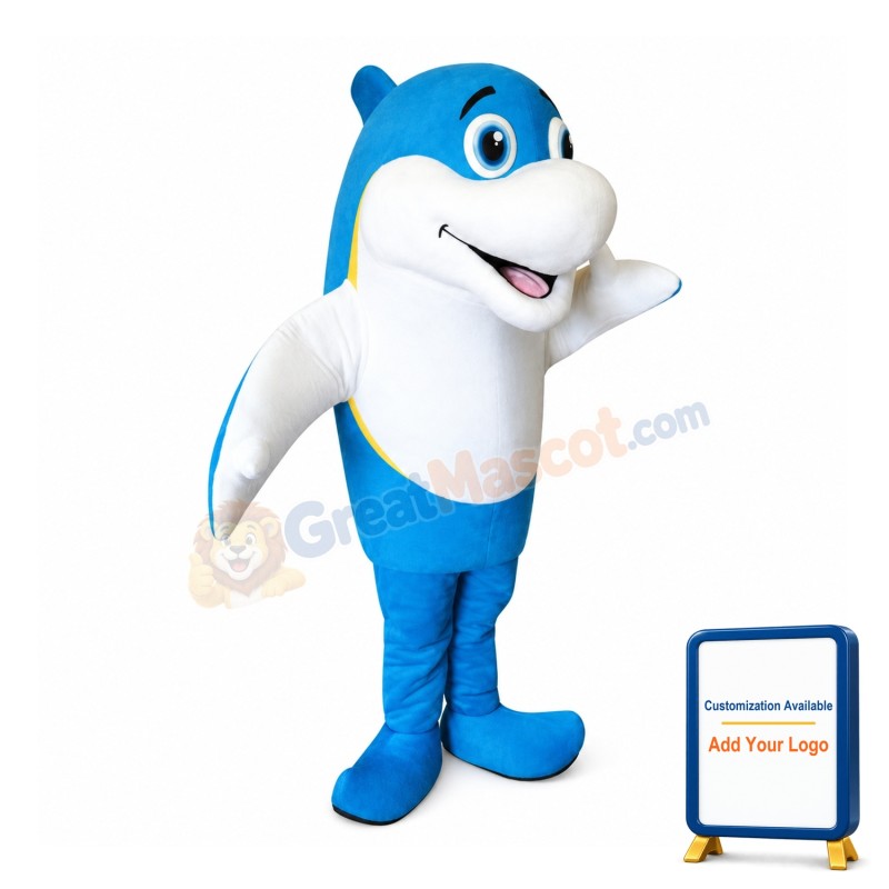 Blue & White Dolphin Mascot Costume