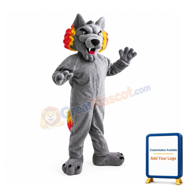 Fierce Grey Wolf Mascot Costume