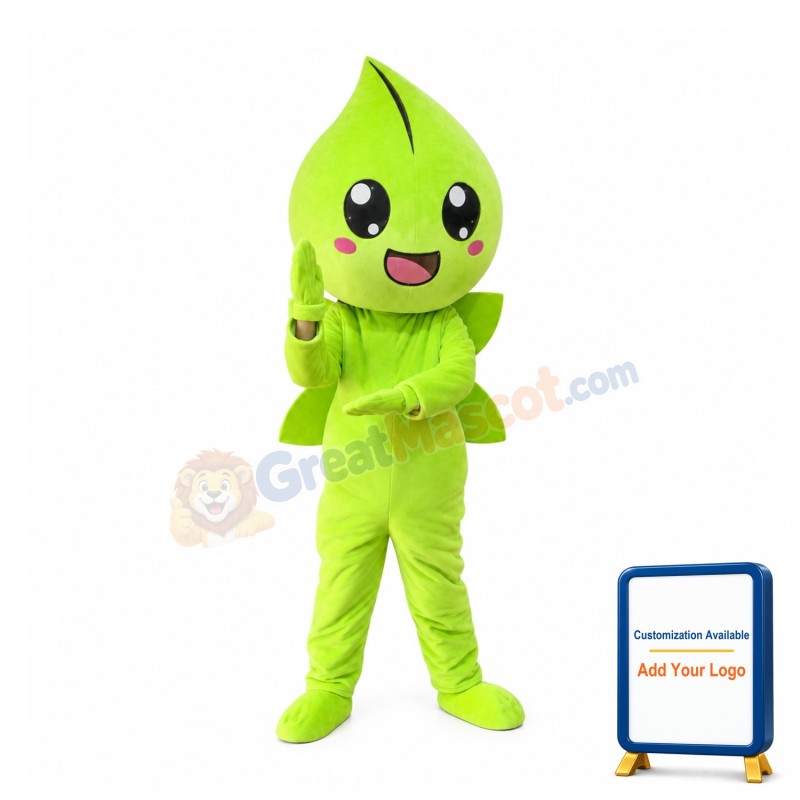 Green Water Drop Mascot Costume