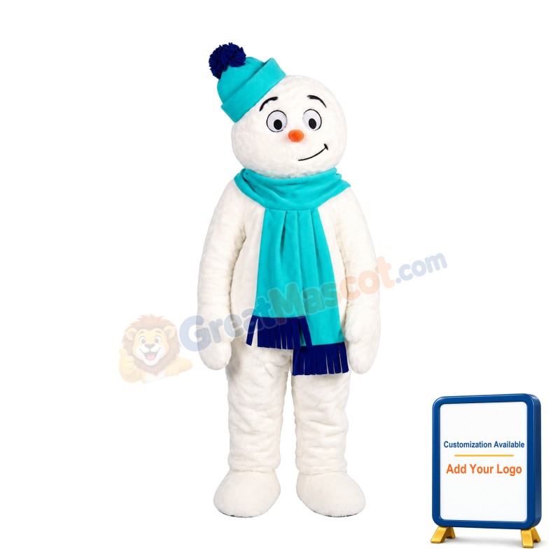 Smiling Snowman Mascot Costume