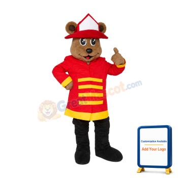Fireman Bear Mascot Costume