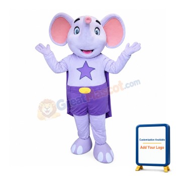 Purple Elephant Mascot Costume