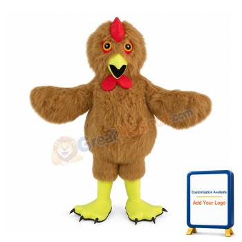 Furry Brown Chicken Mascot Costume