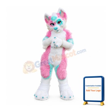 Pink & Blue Husky Dog Mascot Costume
