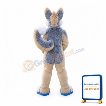 Brown & Gray Husky Dog Mascot Costume