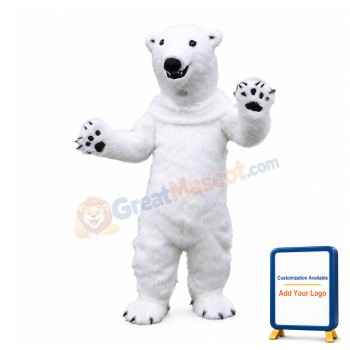 Realistic White Polar Bear Mascot Costume