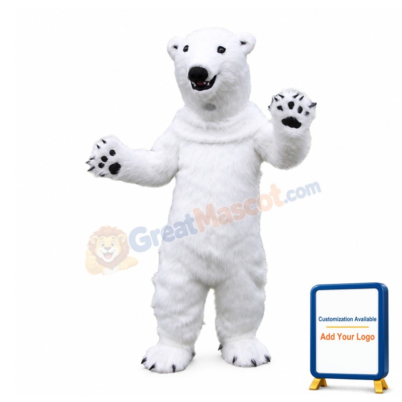 Realistic White Polar Bear Mascot Costume