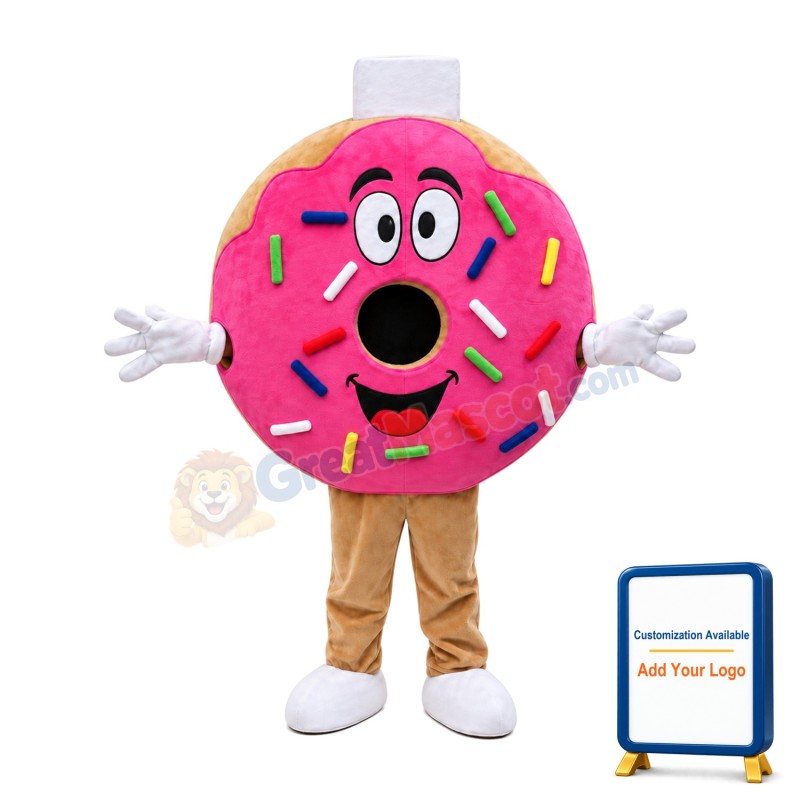Pink Donut Mascot Costume