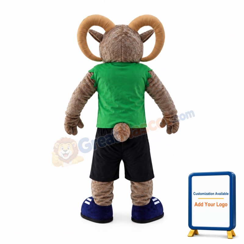 Sport Ram Mascot Costume with Green T shirt
