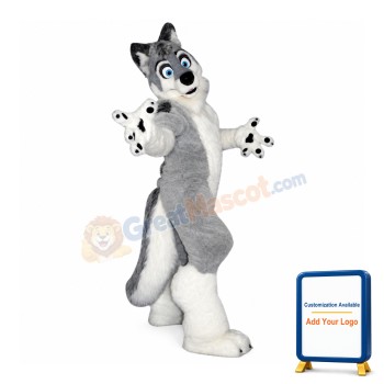 Grey & Black Wolf Mascot Costume