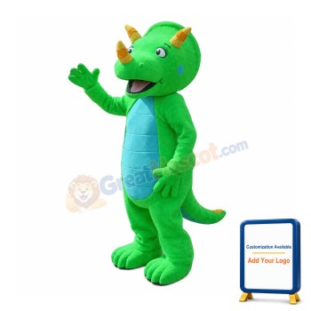 Green Triceratops Dinosaur Mascot Costume
