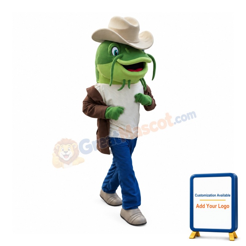 Green Catfish Mascot Costume