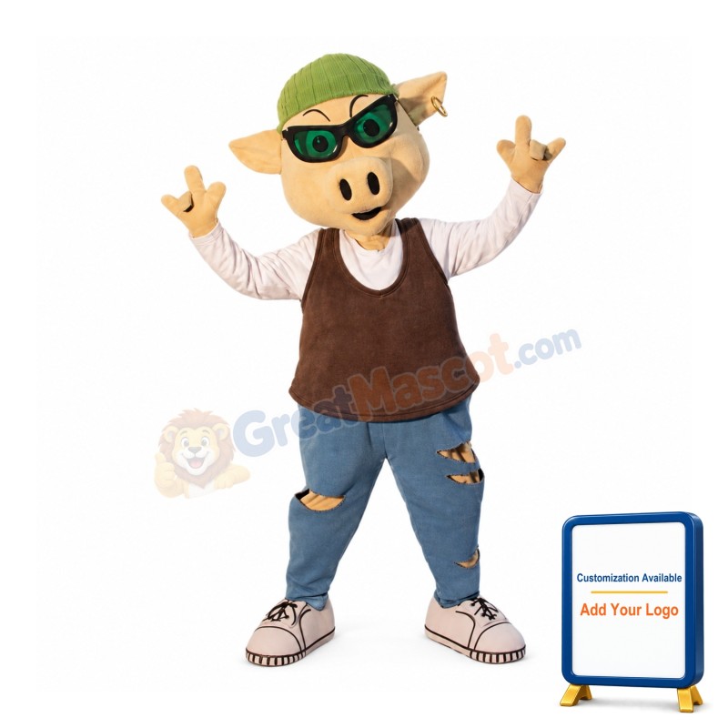 Handsome Pig Mascot Costume