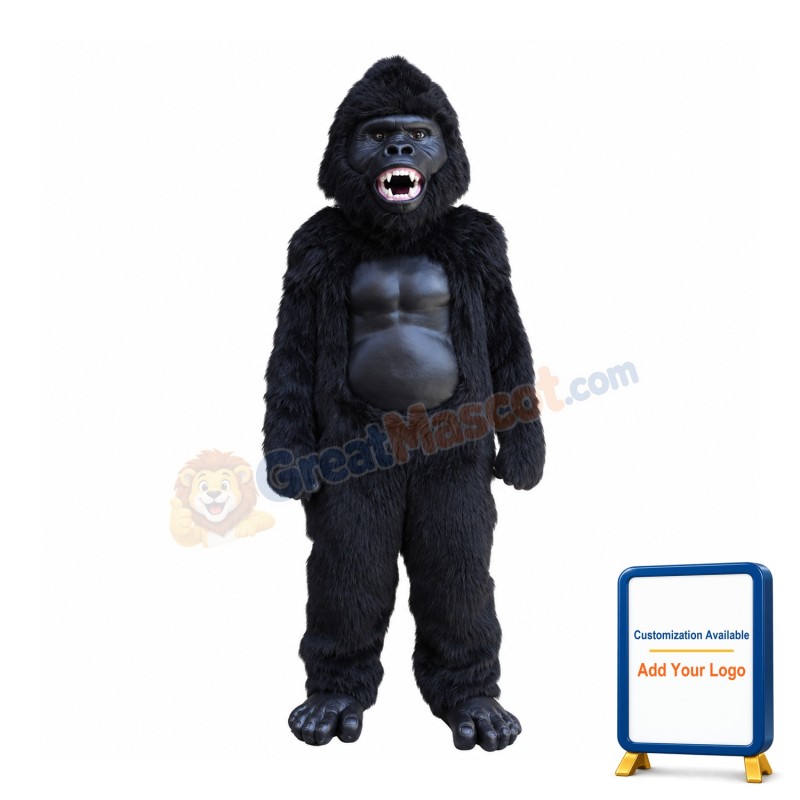 Fierce Black Gorilla Mascot Costume