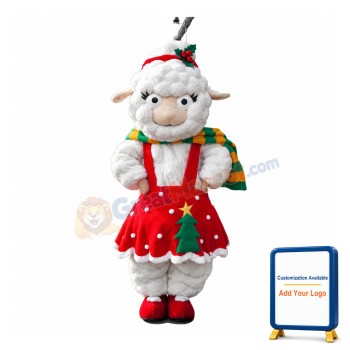 Red Dress Sheep Mascot Costume