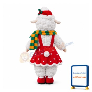 Red Dress Sheep Mascot Costume