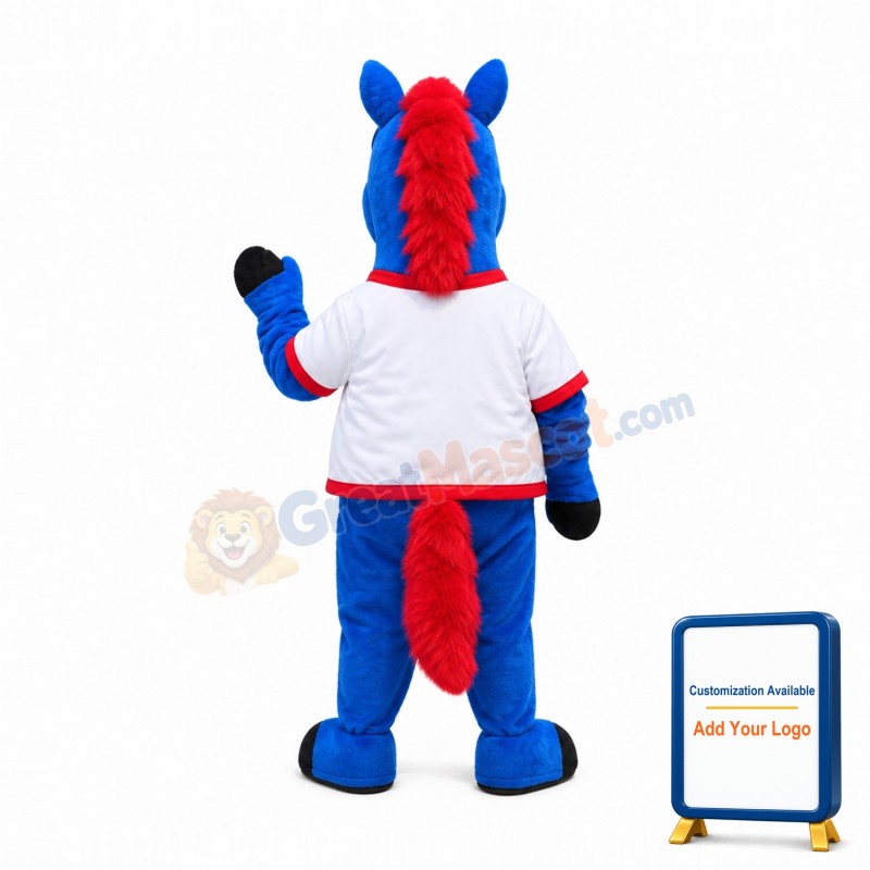 Happy Blue Horse Mascot Costume