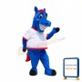 Happy Blue Horse Mascot Costume