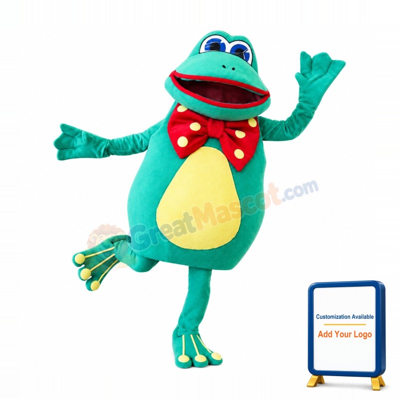 Happy Green Frog Mascot Costume