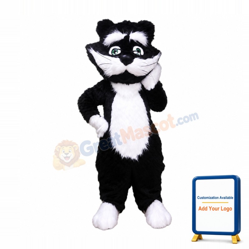 White & Black Animal Cat Mascot Costume