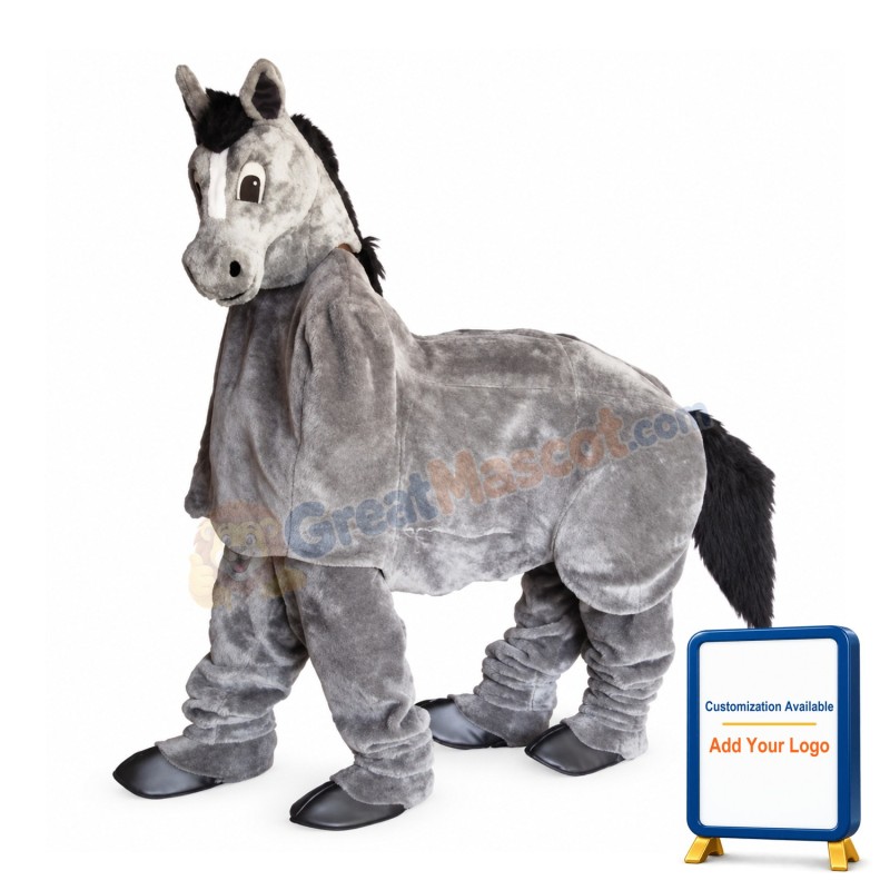 2 Person Grey Horse Mascot Costume