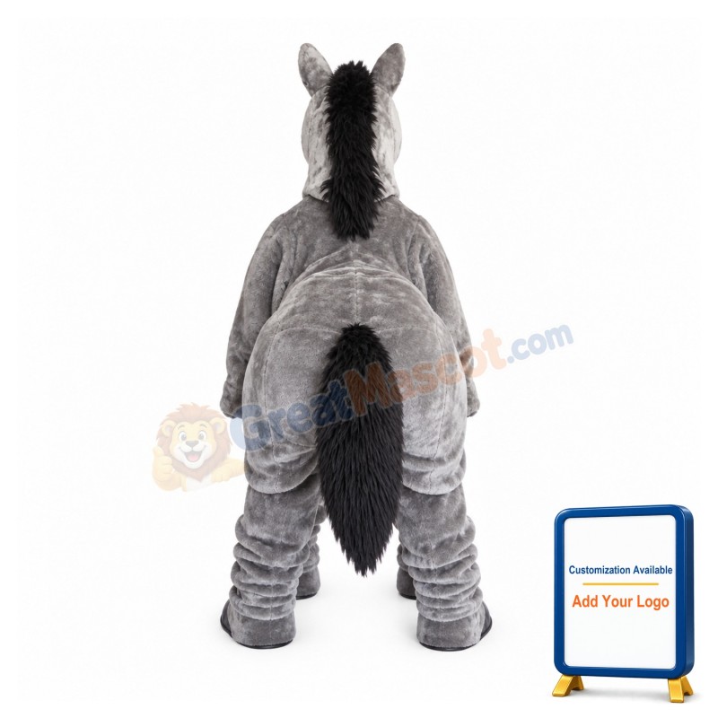 2 Person Grey Horse Mascot Costume