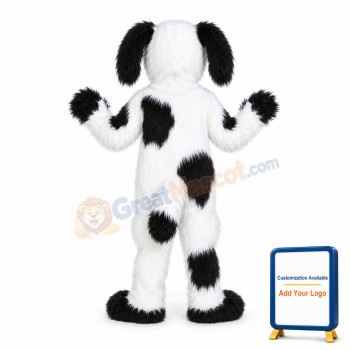 White & Black Shaggy Dog Mascot Costume