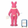 Pink Smiling Bunny Mascot Costume